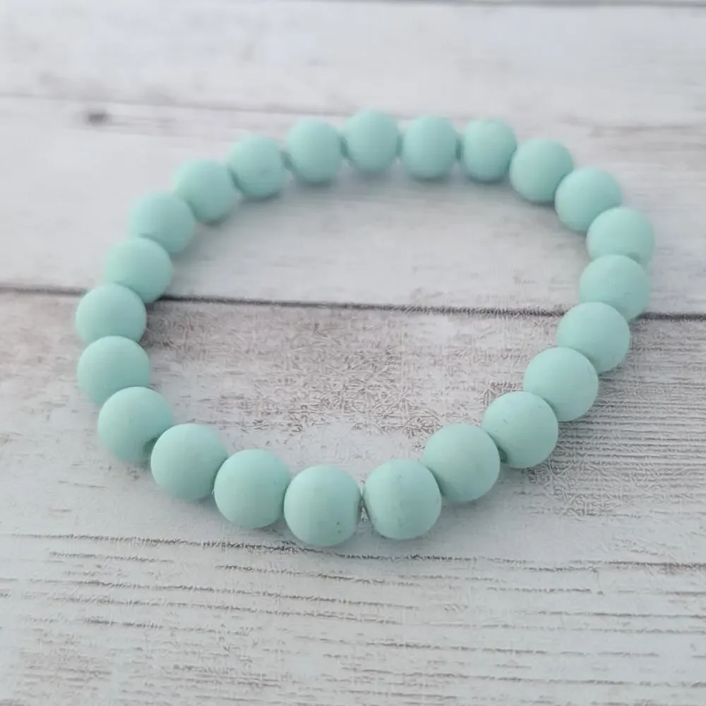 Vintage Bracelet Pastel Teal Green Stretch Bracelet